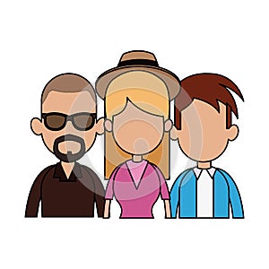 three people cartoon icon image