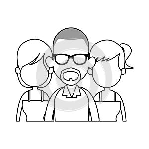 three people cartoon icon image