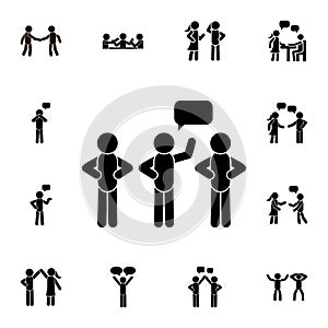 Three people monologue flat vector icon in People talk pack