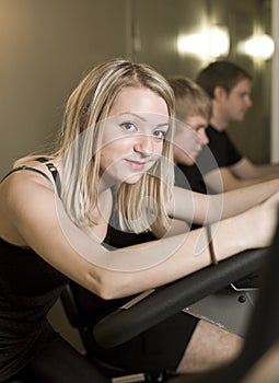 Three people spinning