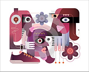 Three People vector illustration