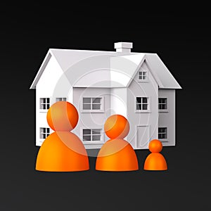 Three Peoples on the Background of the House