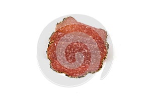 Three pepper salami slices
