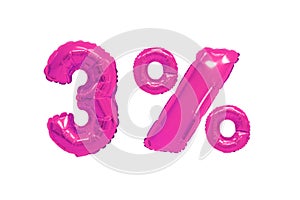 Three percent from balloons pink color