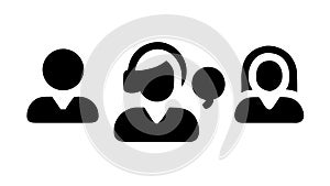 Three Person User Group, Teamwork Community Icon, vector design Generative AI