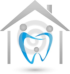 Three persons as tooth, family dentist and family logo