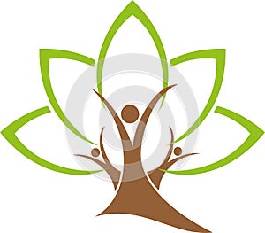 Three persons, gardener logo, alternative practitioner and gardener, massage and physiotherapy, wellness and alternative