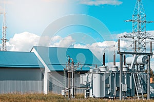 Three phase Big Electric Power high volt transformer in substation