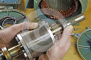 Three phase induction motor shaft bearing repair