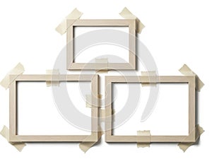 Three picture frames isolated on white background
