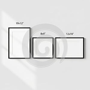 Three picture frames isolated on white background