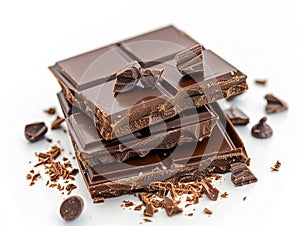 Three pieces of chocolate with chocolate chips on top