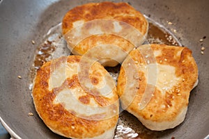 Three pieces of fried bhatura