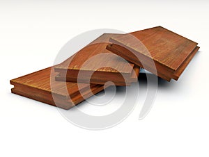 Three pieces of grooved wooden boards