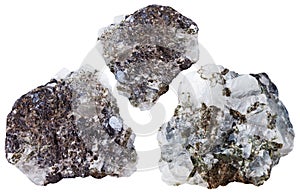Three pieces of Sphalerite mineral stone