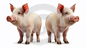 Three pigs isolated on a white background. 3d render illustration.