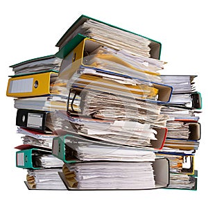 Three piles of file binder