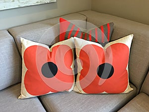 Three Pillows on a Couch/Sofa