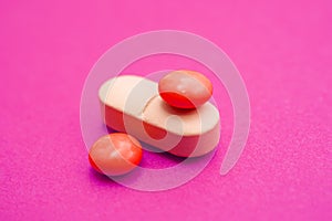 Three pills closeup