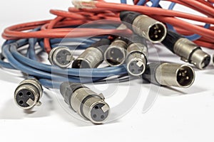 Three-pin XLR connectors, males and females