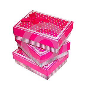 Three pink gift box