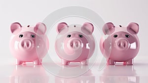 Pink piggy banks trio. AI generated photo