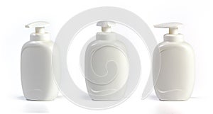 Three Plastic Bottles with liquid soap