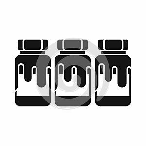 Three plastic jars with gouache icon