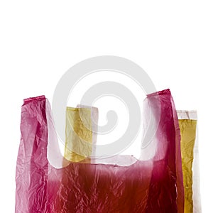 Three plastic shopping bags on white