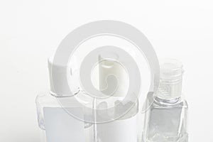 Three Pocket-Size Transparent Hand Sanitizer Dispenser Plastic Bottles