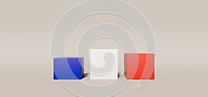 Three podiums, pulpits or stands for display in a beige background