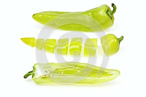 Three pointy green pepper