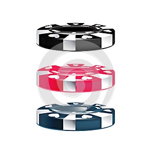 Three poker chips isolated