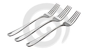 Three Polished Silver Forks on a Black Background