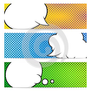 Three pop art banners template