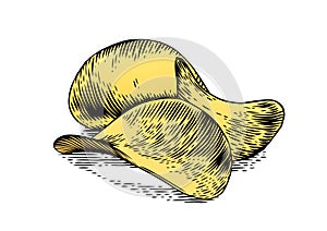 Three potato chips