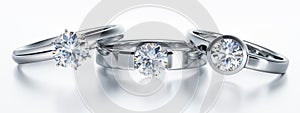 Three precious shiny large solitaire diamond rings photo