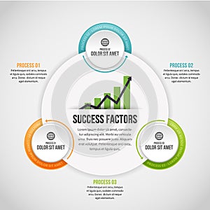 Three Process Circle Clips Infographic