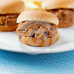 Three pulled work bbq sandwich sliders