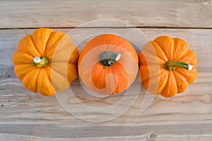 Three pumpkins top view