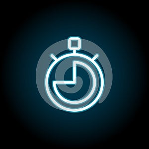 Three quarters of an hour blue neon icon. Simple thin line, outline vector of time icons for ui and ux, website or mobile