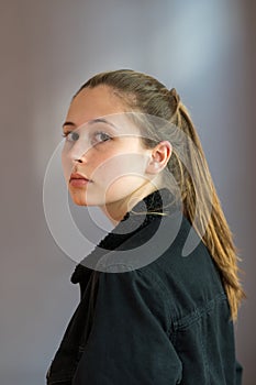 Studio portrait of a young teenager girl