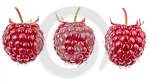 Three Raspberry collection isolated on a white background