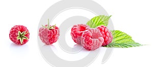 Three raspberry isolated on white