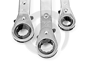 Three ratchet wrench in a white background