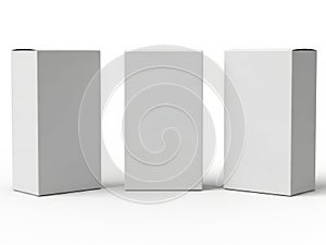 Three rectangular boxes isolated on white background