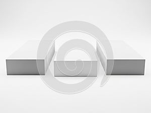 Three rectangular objects arranged in a triangular formation against a white background. isolated on white background