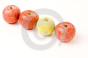 Three red apples and one green apple