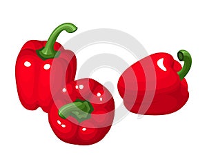 vector yhree red bell peppers.