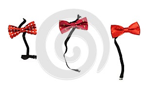 Three red bow tie, isolate